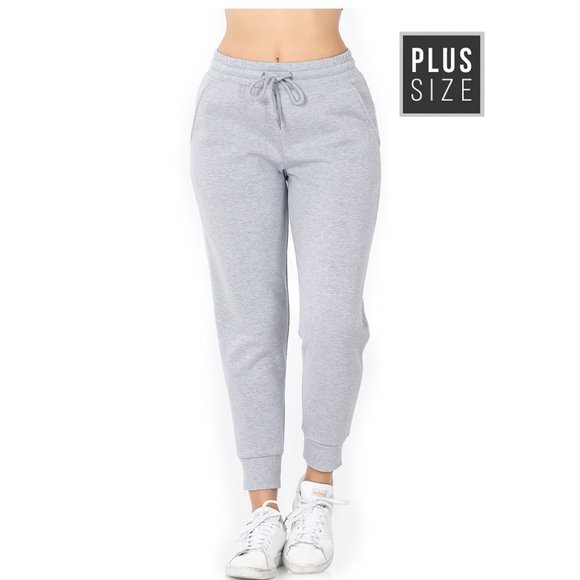 Plus Size Relaxed Fit Joggers Heather Gray Sweatpants Casual Pants for Women - Picture 5 of 5